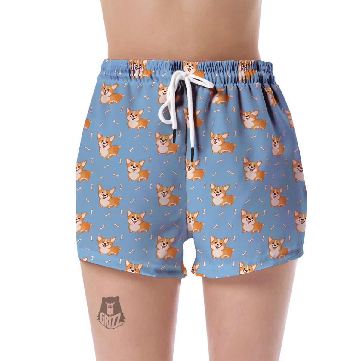 Corgi Pattern Print Women's Shorts-grizzshop