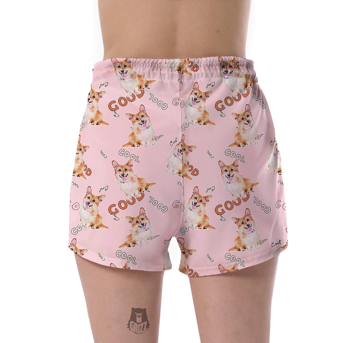 Corgi Pink Pastel Pattern Print Women's Shorts-grizzshop