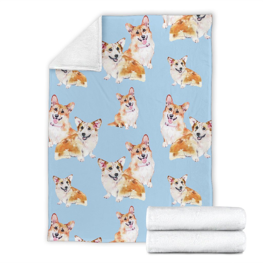 Corgi Portrait Pastel Pattern Print Blanket-grizzshop