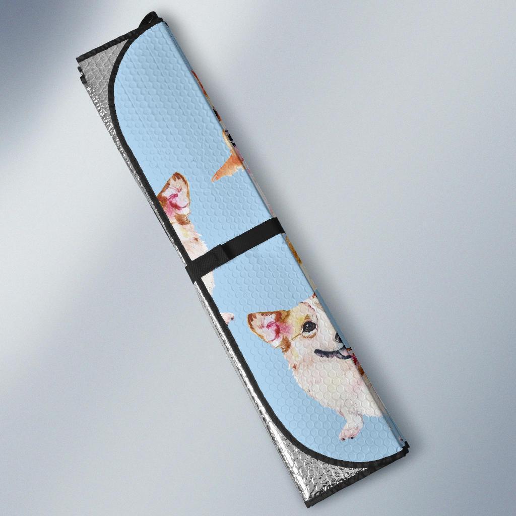 Corgi Portrait Pastel Pattern Print Car Sun Shade-grizzshop