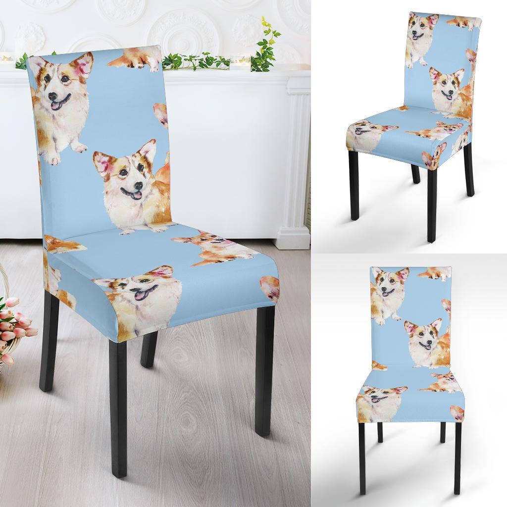 Corgi Portrait Pastel Pattern Print Chair Cover-grizzshop