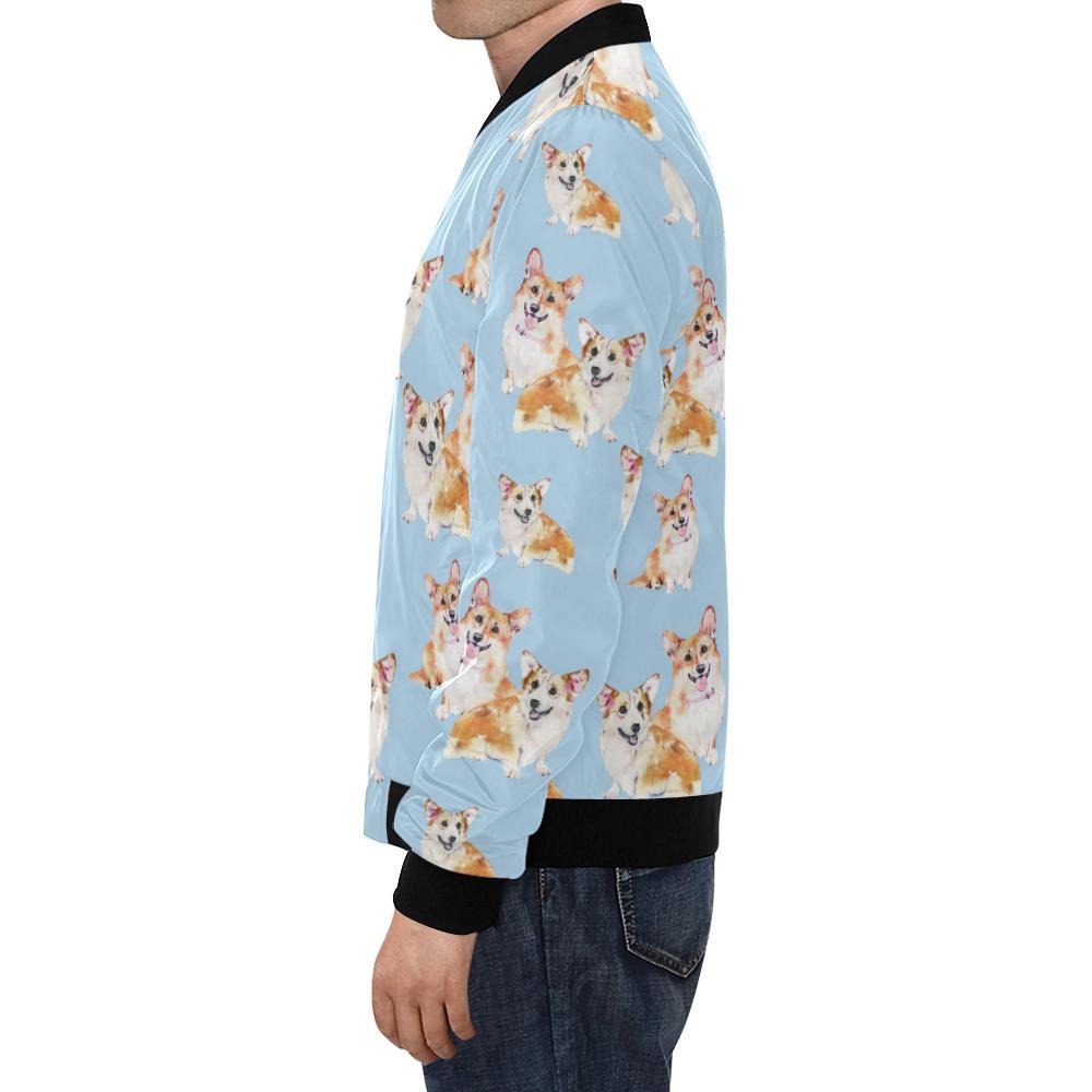Corgi Portrait Pastel Pattern Print Men's Bomber Jacket-grizzshop