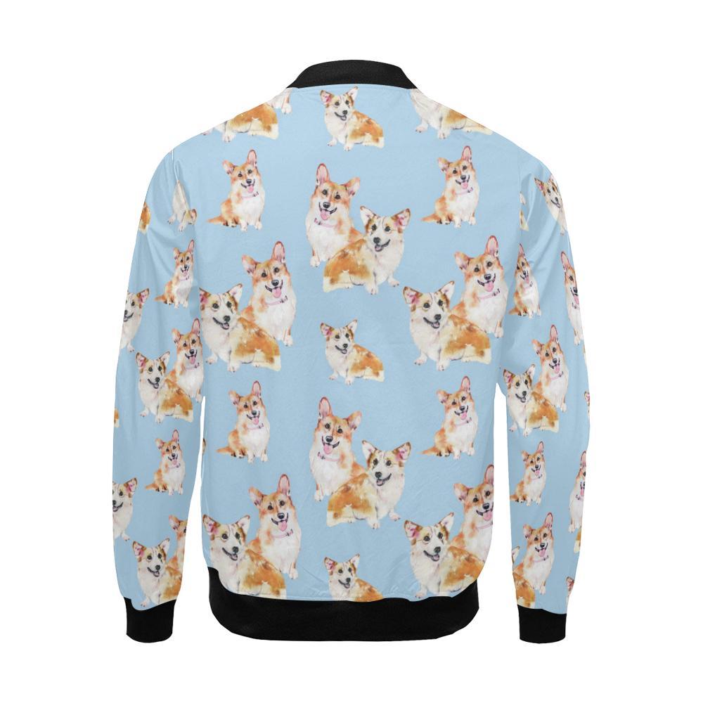 Corgi Portrait Pastel Pattern Print Men's Bomber Jacket-grizzshop