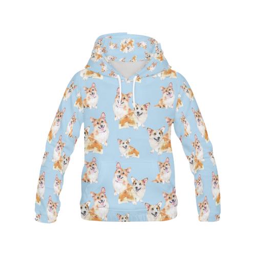 Corgi Portrait Pastel Pattern Print Women Pullover Hoodie-grizzshop
