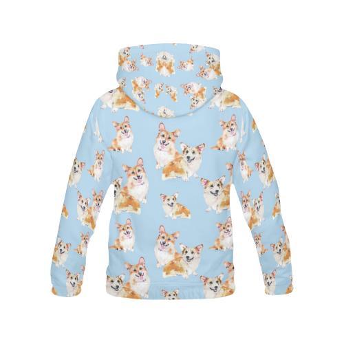 Corgi Portrait Pastel Pattern Print Women Pullover Hoodie-grizzshop