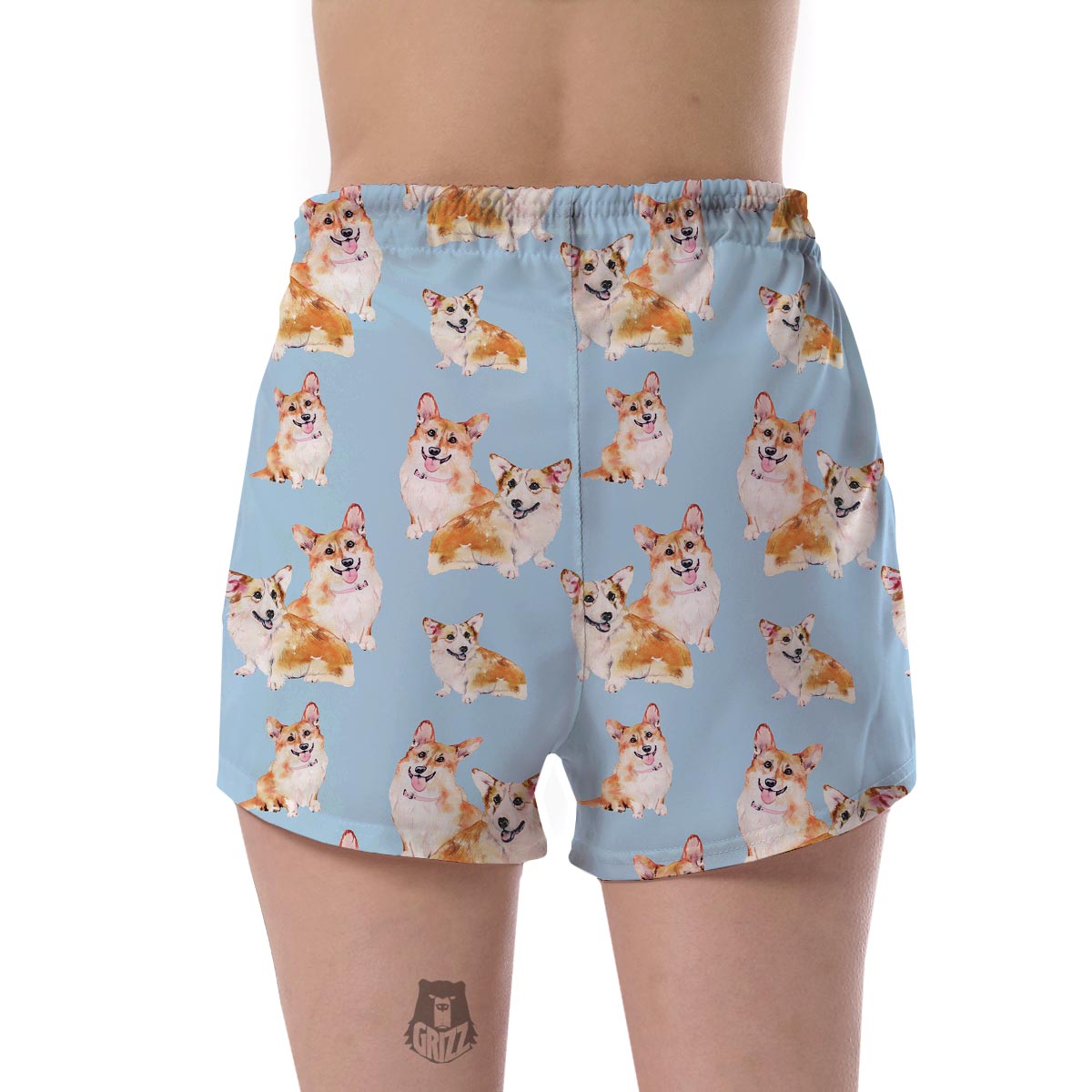 Corgi Portrait Pastel Pattern Print Women's Shorts-grizzshop