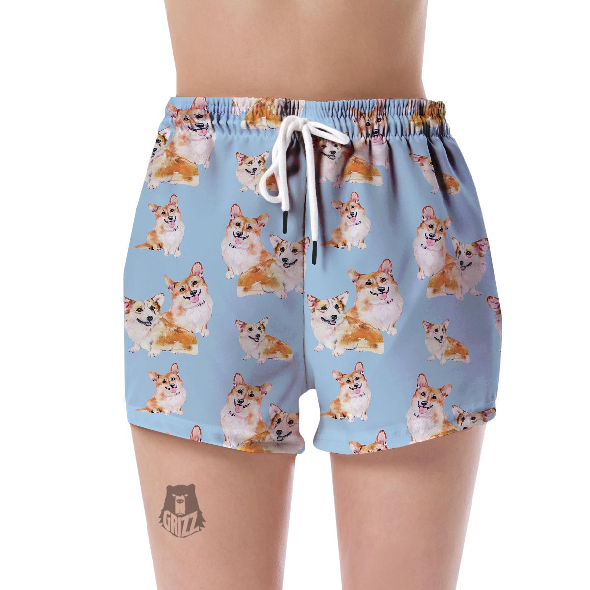 Corgi Portrait Pastel Pattern Print Women's Shorts-grizzshop