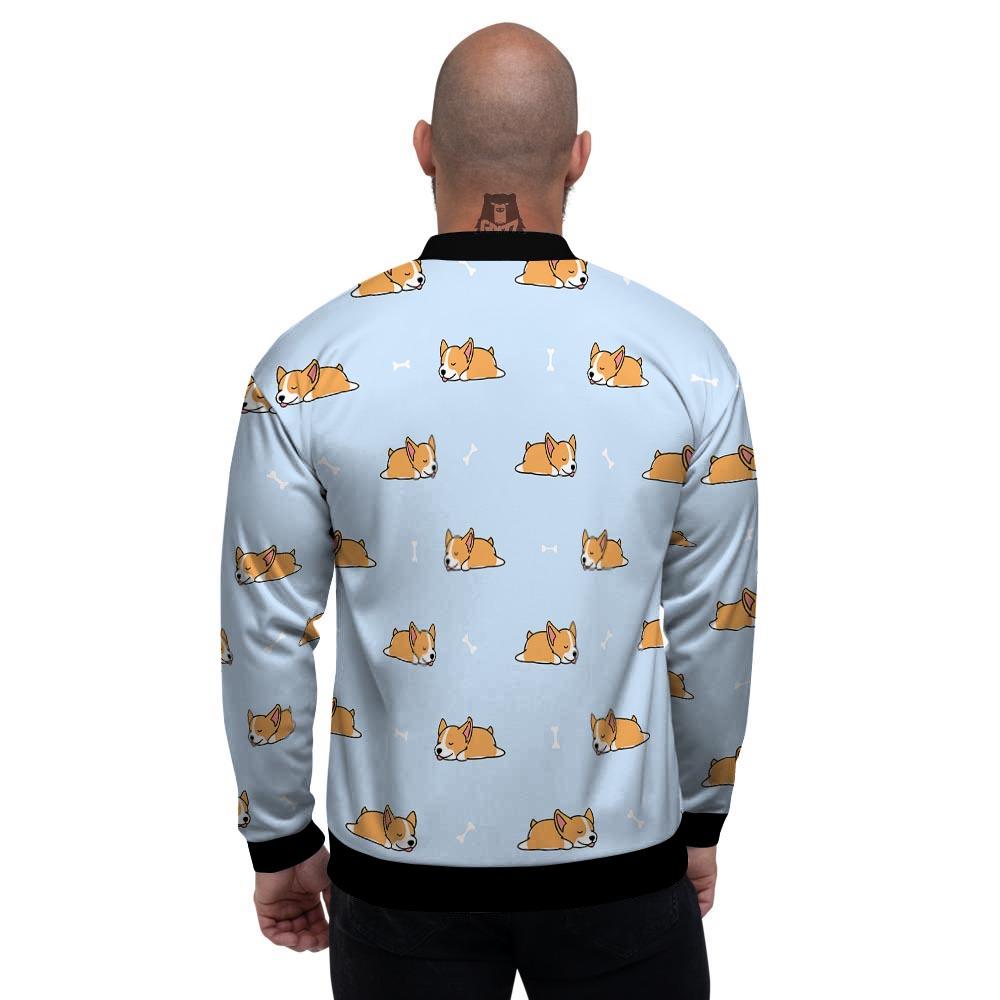 Corgi Sleeping Print Pattern Men's Bomber Jacket-grizzshop