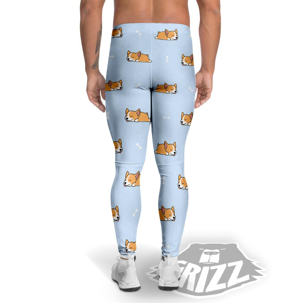 Corgi Sleeping Print Pattern Men's Leggings-grizzshop