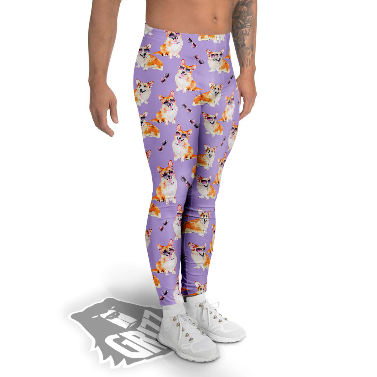 Corgi Watercolor Print Pattern Men's Leggings-grizzshop