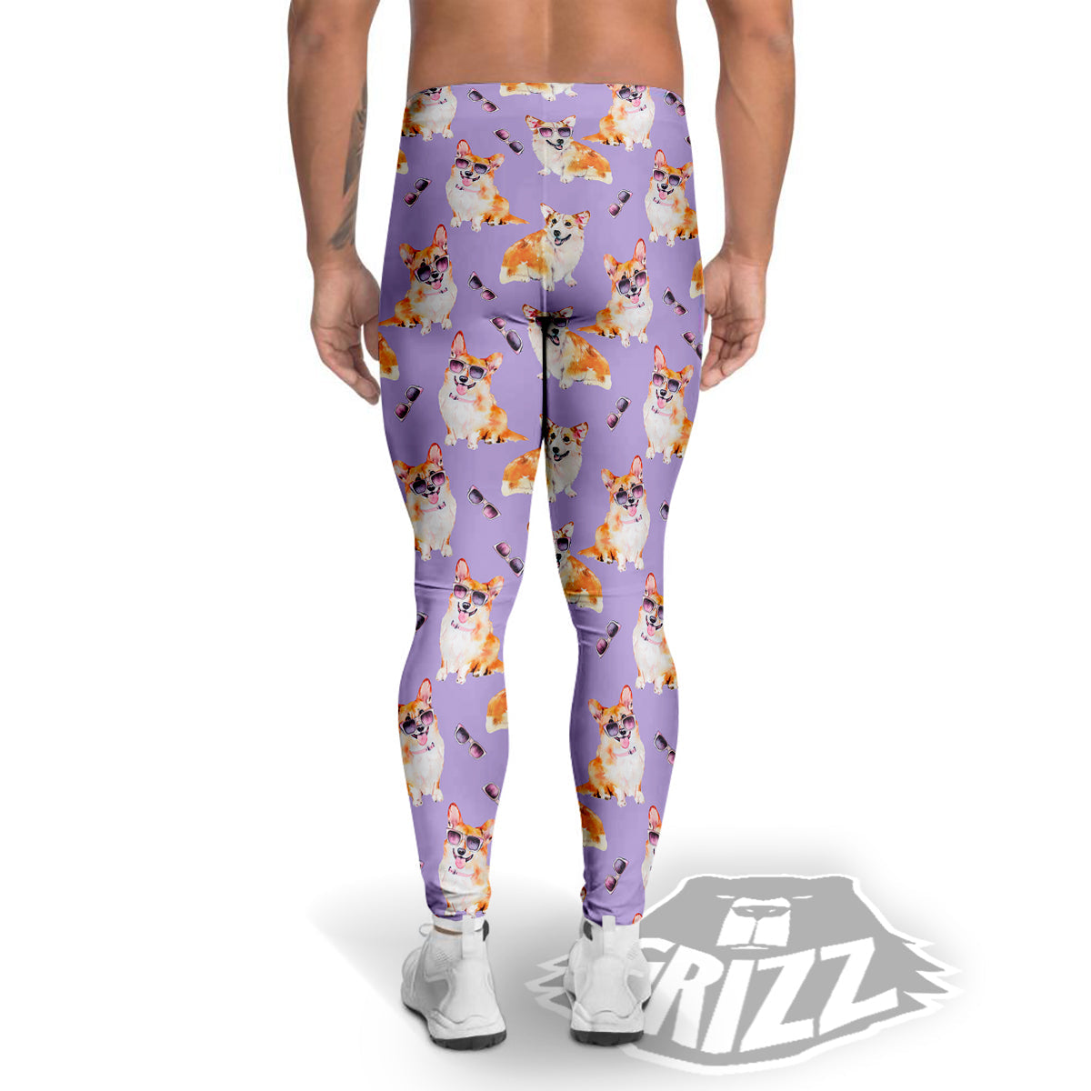Corgi Watercolor Print Pattern Men's Leggings-grizzshop