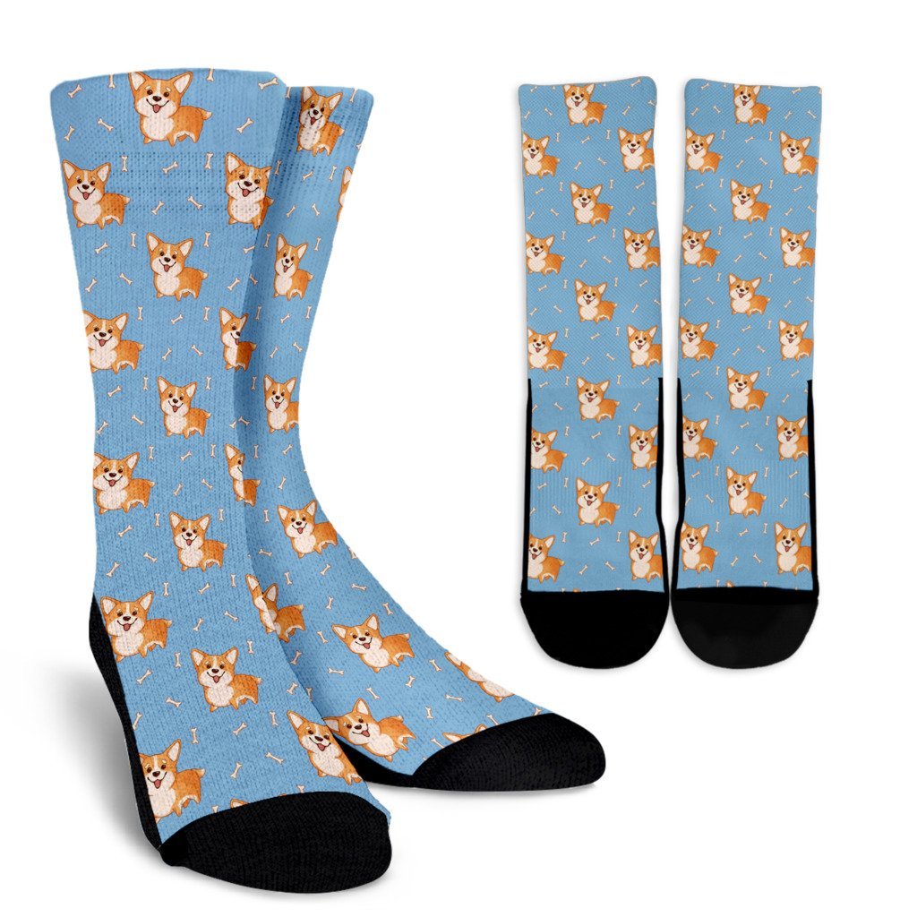 Corgi Pattern Print Unisex Crew Socks-grizzshop