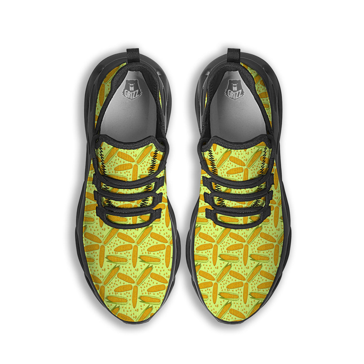 Corn On Cob Print Pattern Black Running Shoes-grizzshop