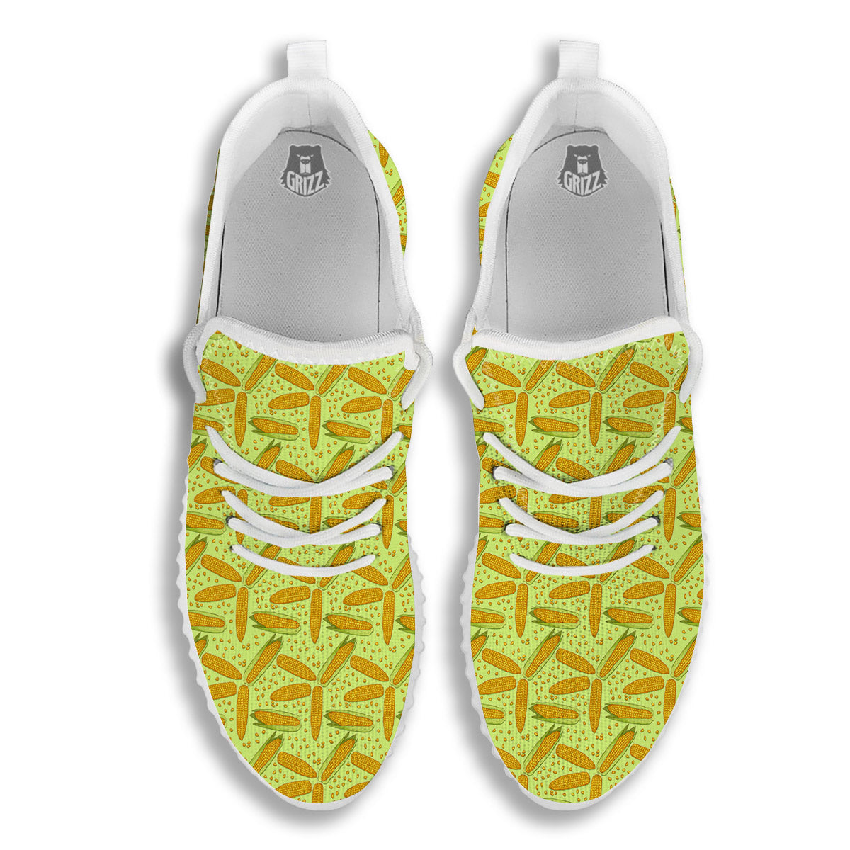 Corn On Cob Print Pattern White Walking Shoes-grizzshop