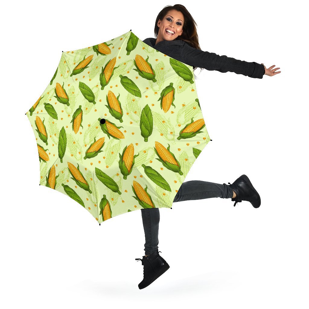 Corn Pattern Print Automatic Foldable Umbrella-grizzshop