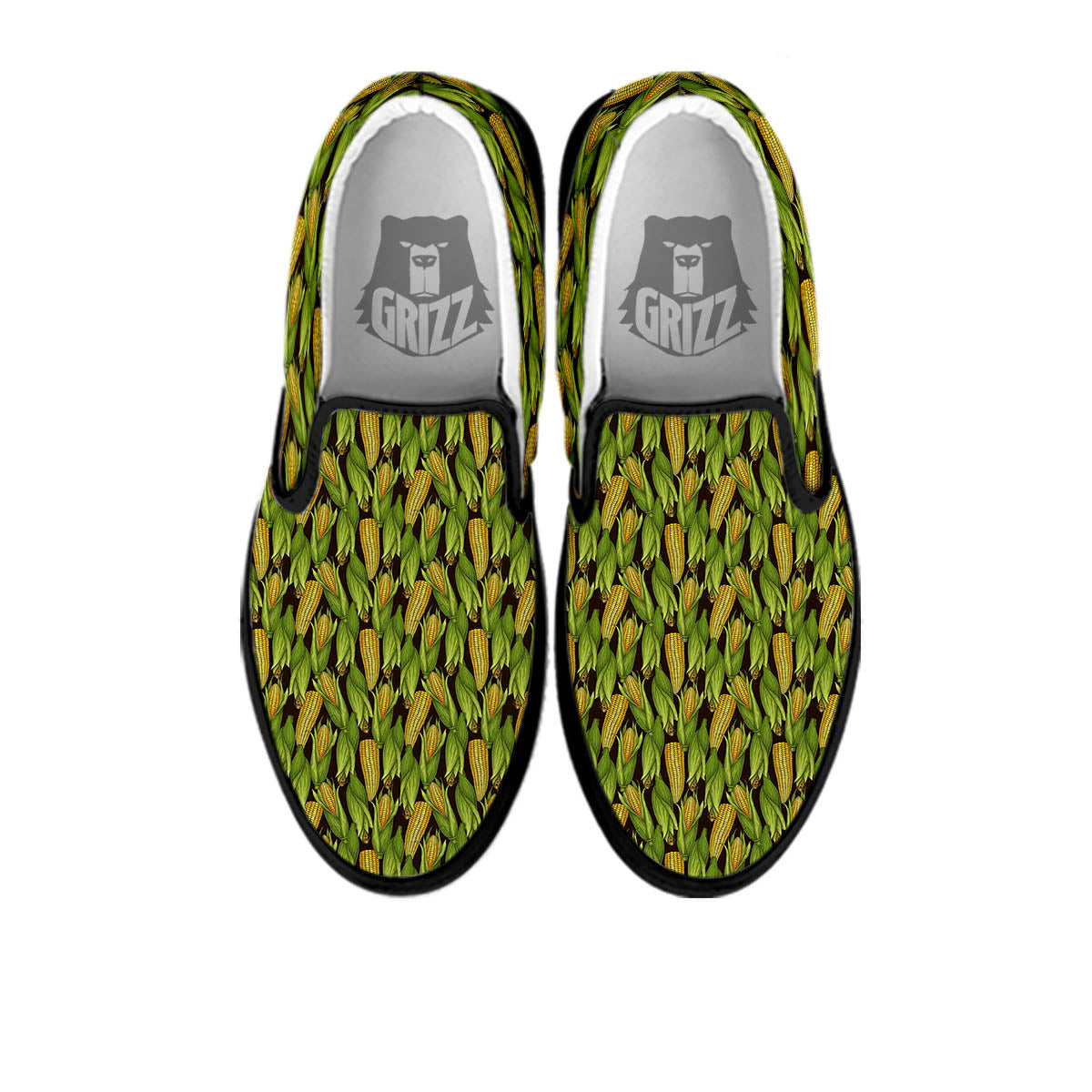 Corn Pattern Print Black Slip On Shoes-grizzshop