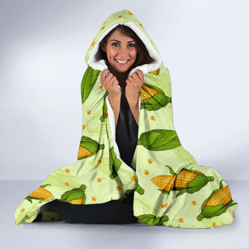Corn Pattern Print Hooded Blanket-grizzshop