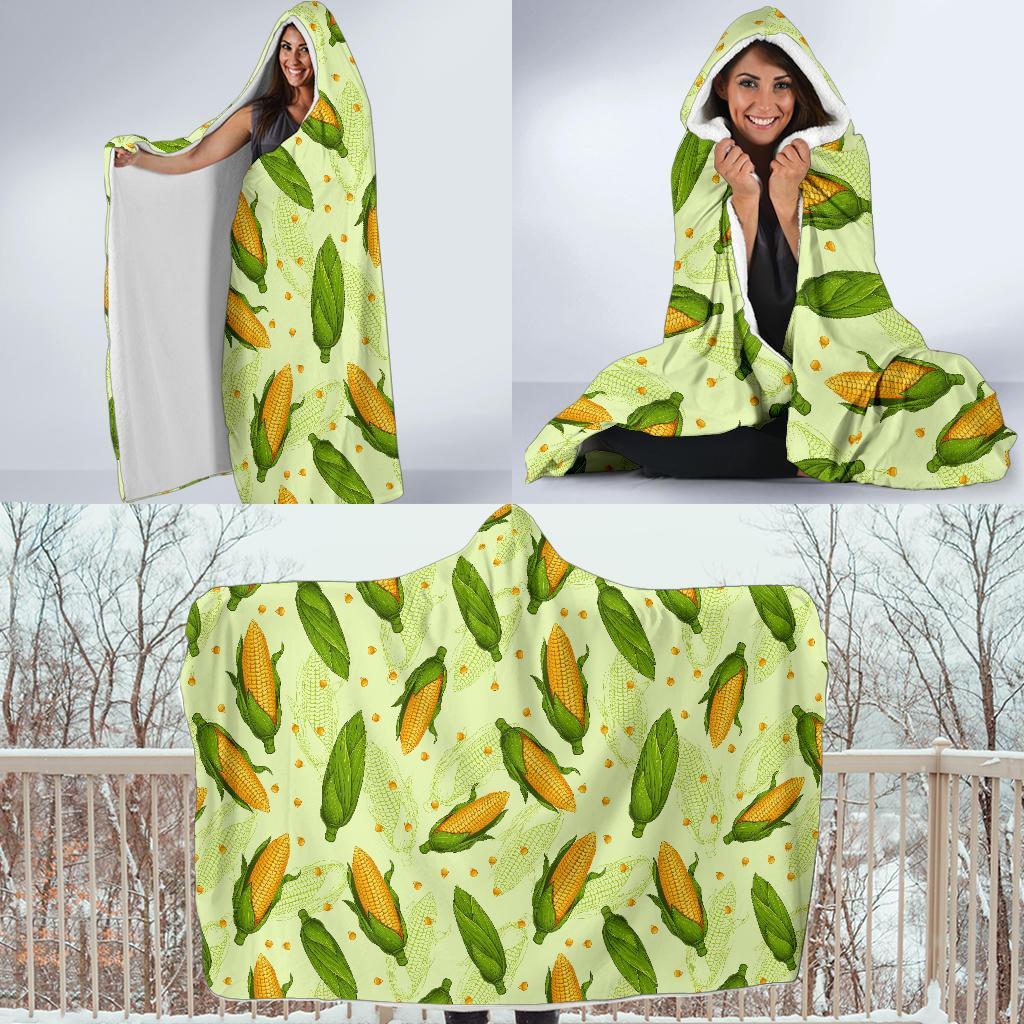 Corn Pattern Print Hooded Blanket-grizzshop
