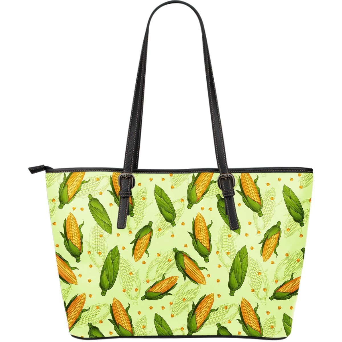 Corn Pattern Print Leather Tote Bag-grizzshop