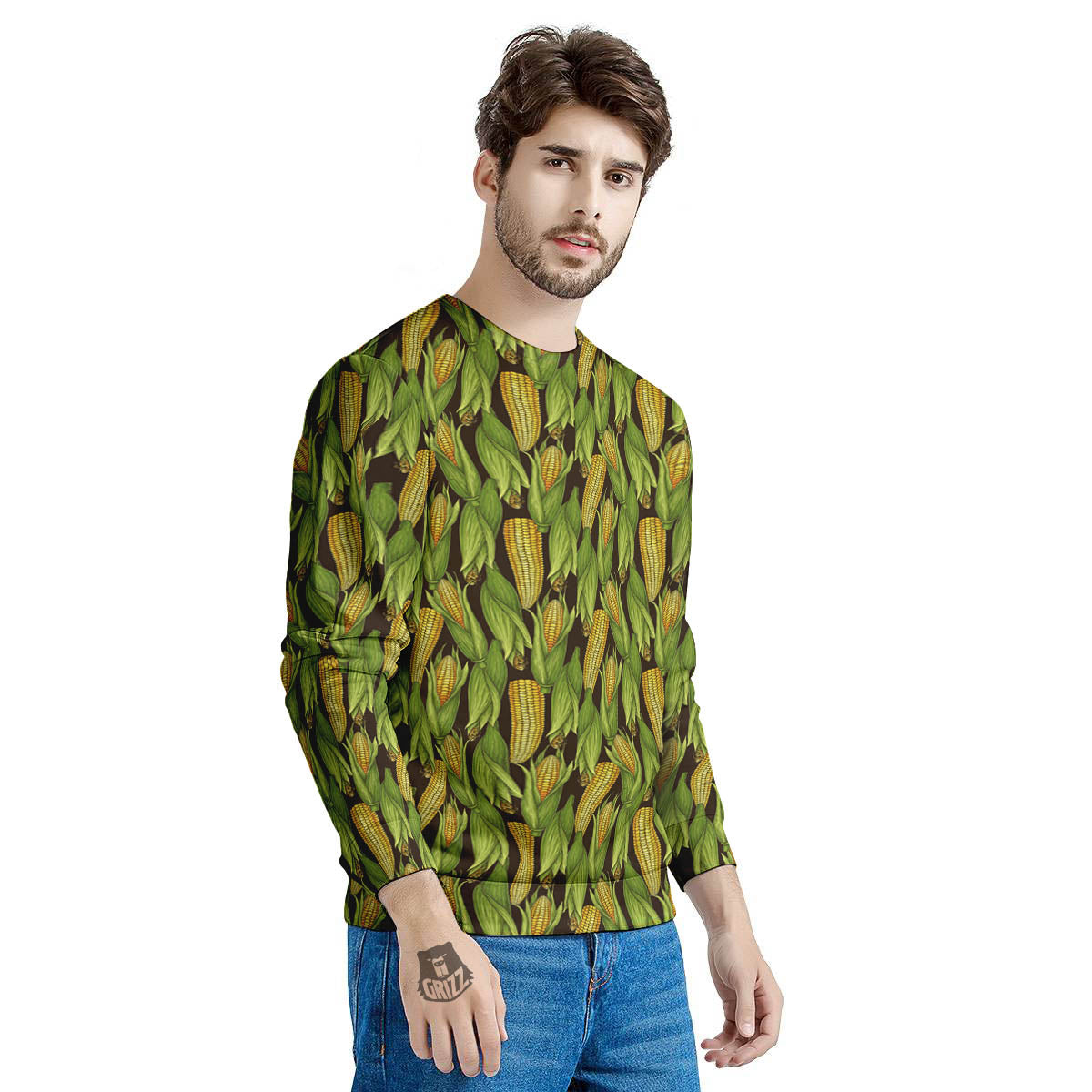 Corn Pattern Print Men's Sweatshirt-grizzshop