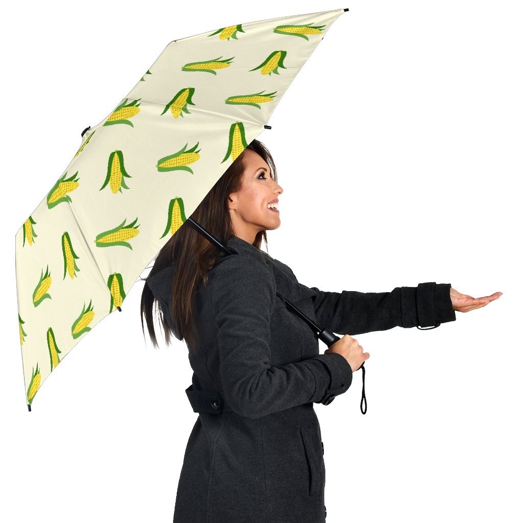 Corn Print Pattern Automatic Foldable Umbrella-grizzshop