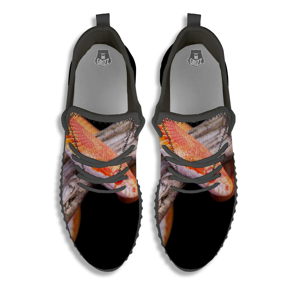 Corn Snake Amel Motley Print Black Walking Shoes-grizzshop