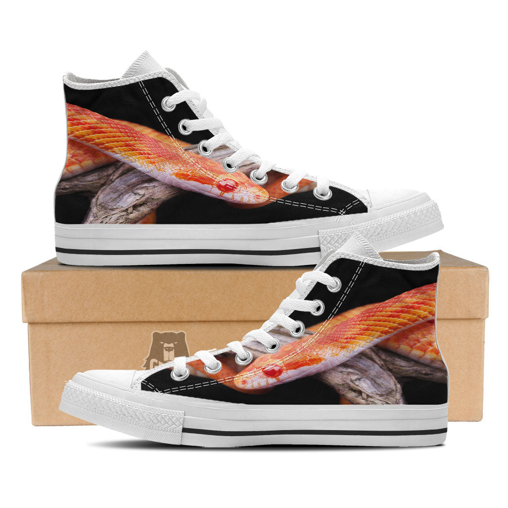 Corn Snake Amel Motley Print White High Top Shoes-grizzshop