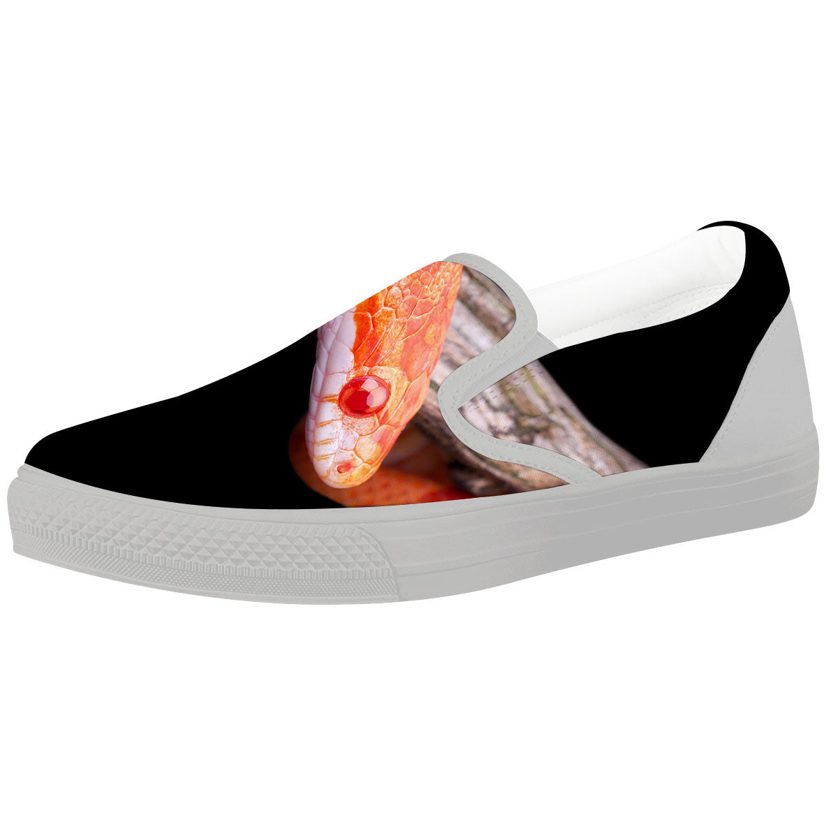 Corn Snake Amel Motley Print White Slip On Shoes-grizzshop