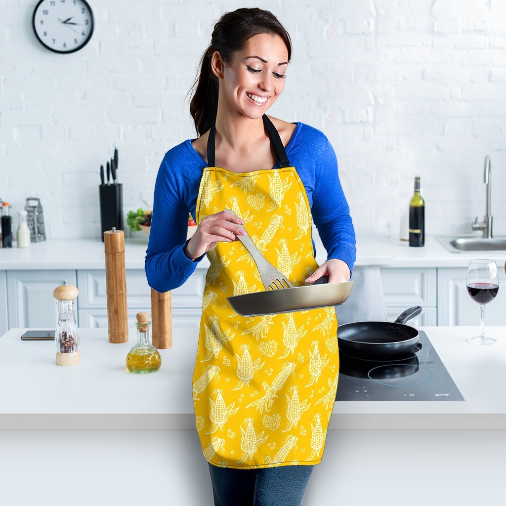 Corn Yellow Pattern Print Women's Apron-grizzshop