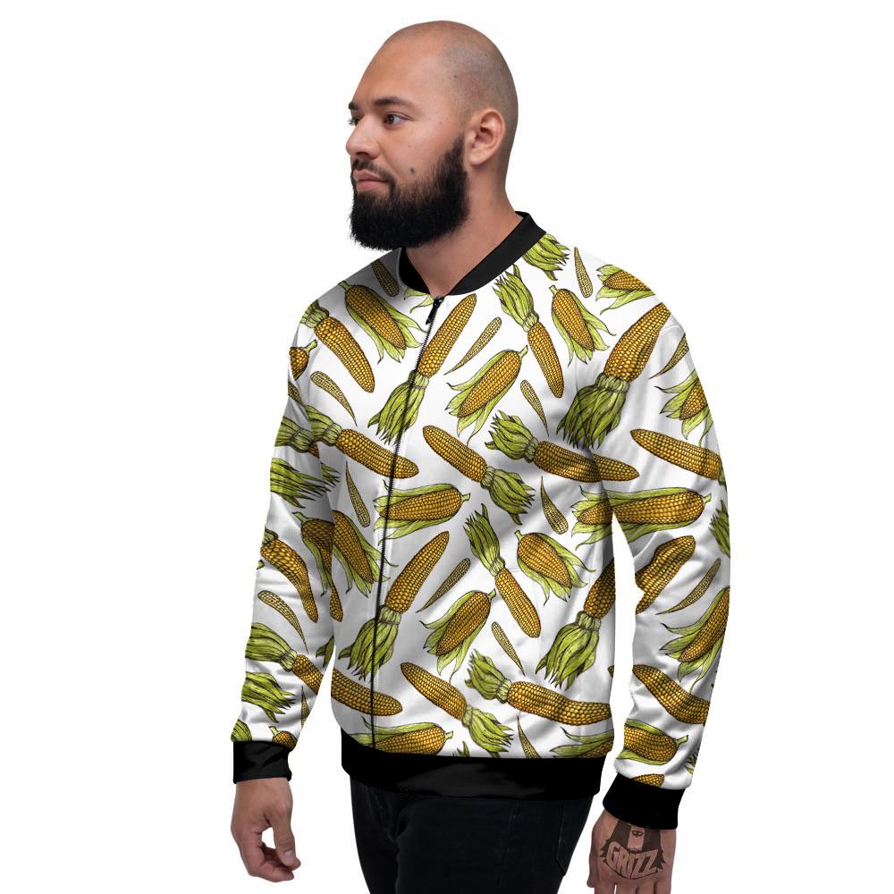 Corncob Hand-Drawn Print Pattern Men's Bomber Jacket-grizzshop