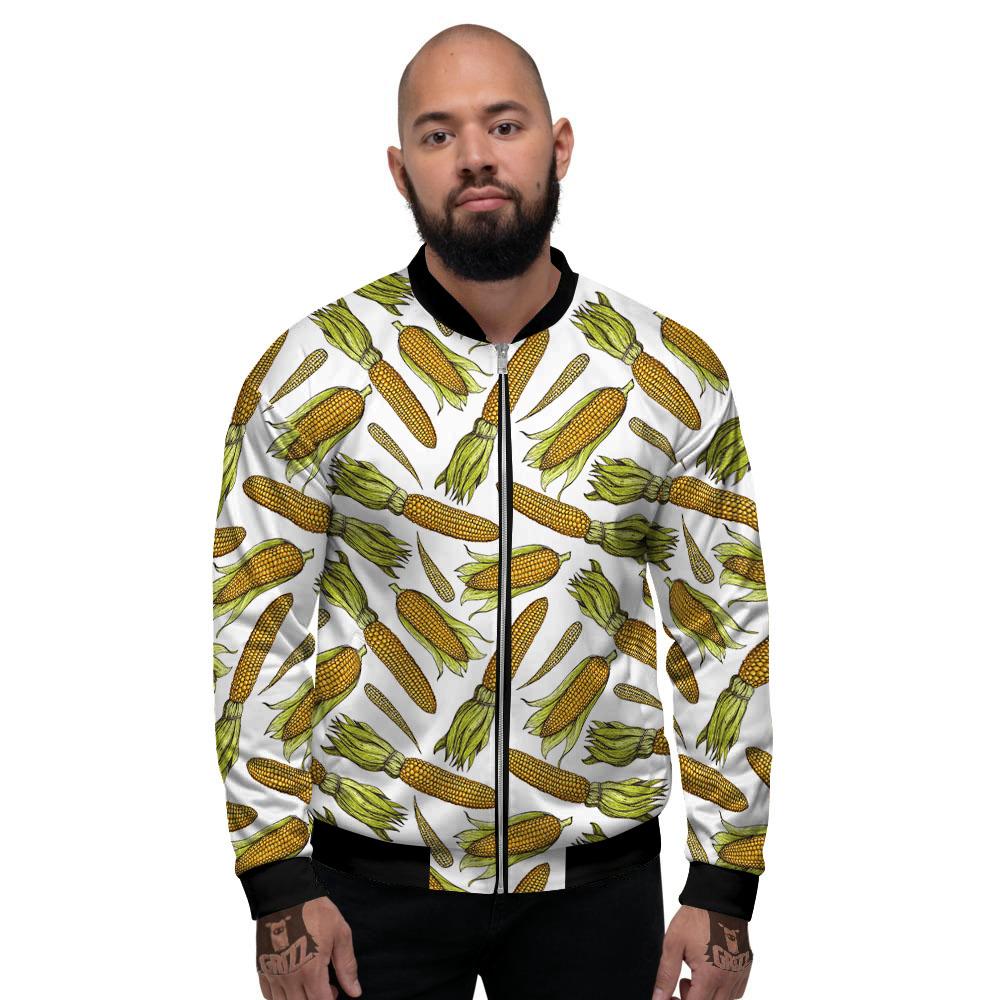 Corncob Hand-Drawn Print Pattern Men's Bomber Jacket-grizzshop