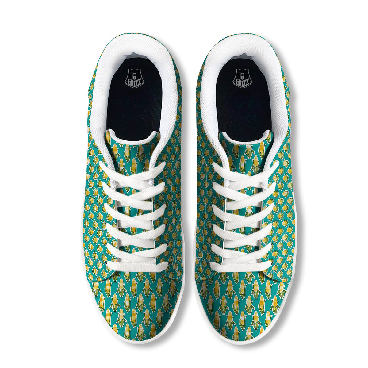 Corncob Print Pattern White Low Top Sneakers-grizzshop