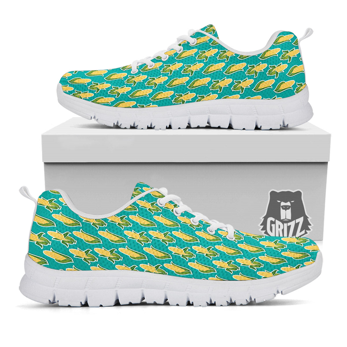 Corncob Print Pattern White Sneaker-grizzshop