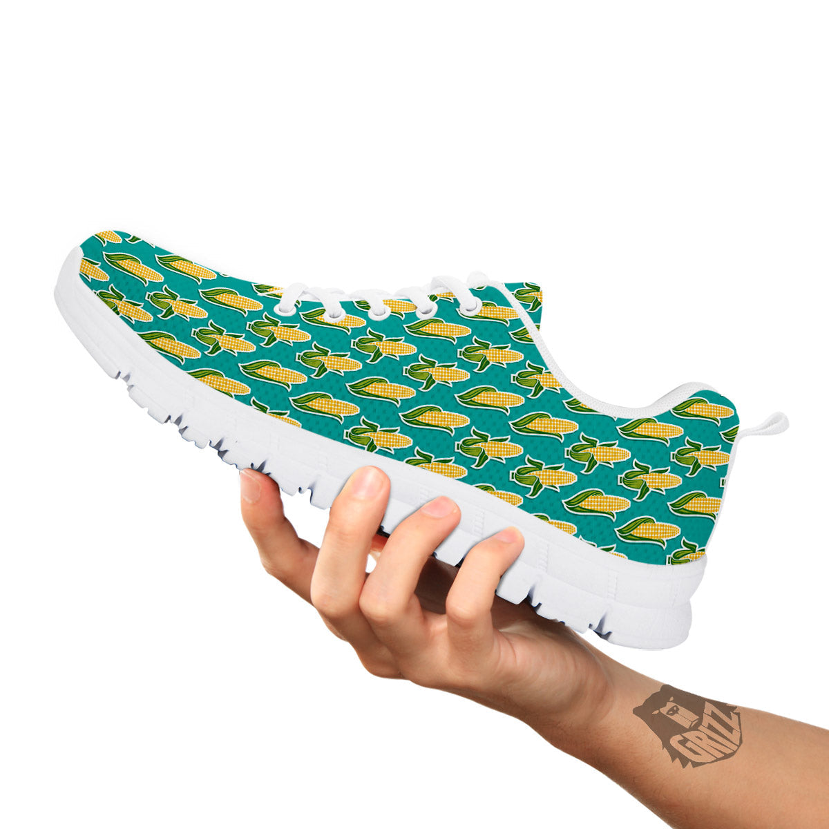 Corncob Print Pattern White Sneaker-grizzshop
