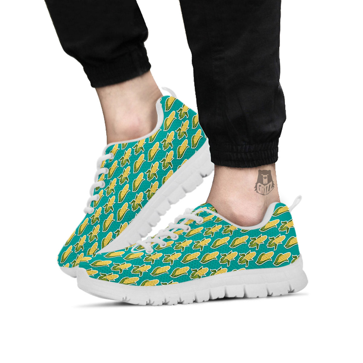 Corncob Print Pattern White Sneaker-grizzshop
