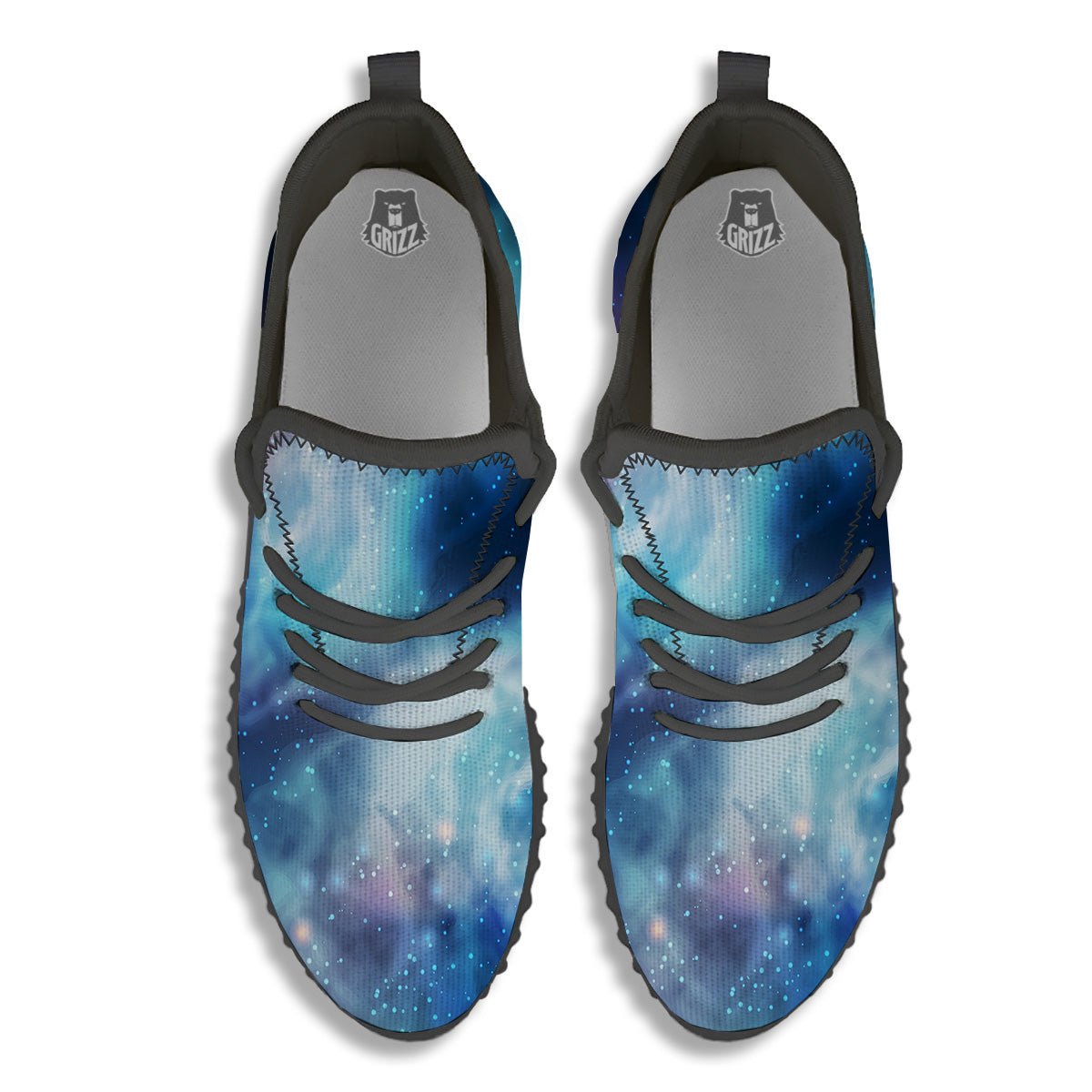 Cosmic Galaxy Space Blue Purple Print Black Walking Shoes-grizzshop