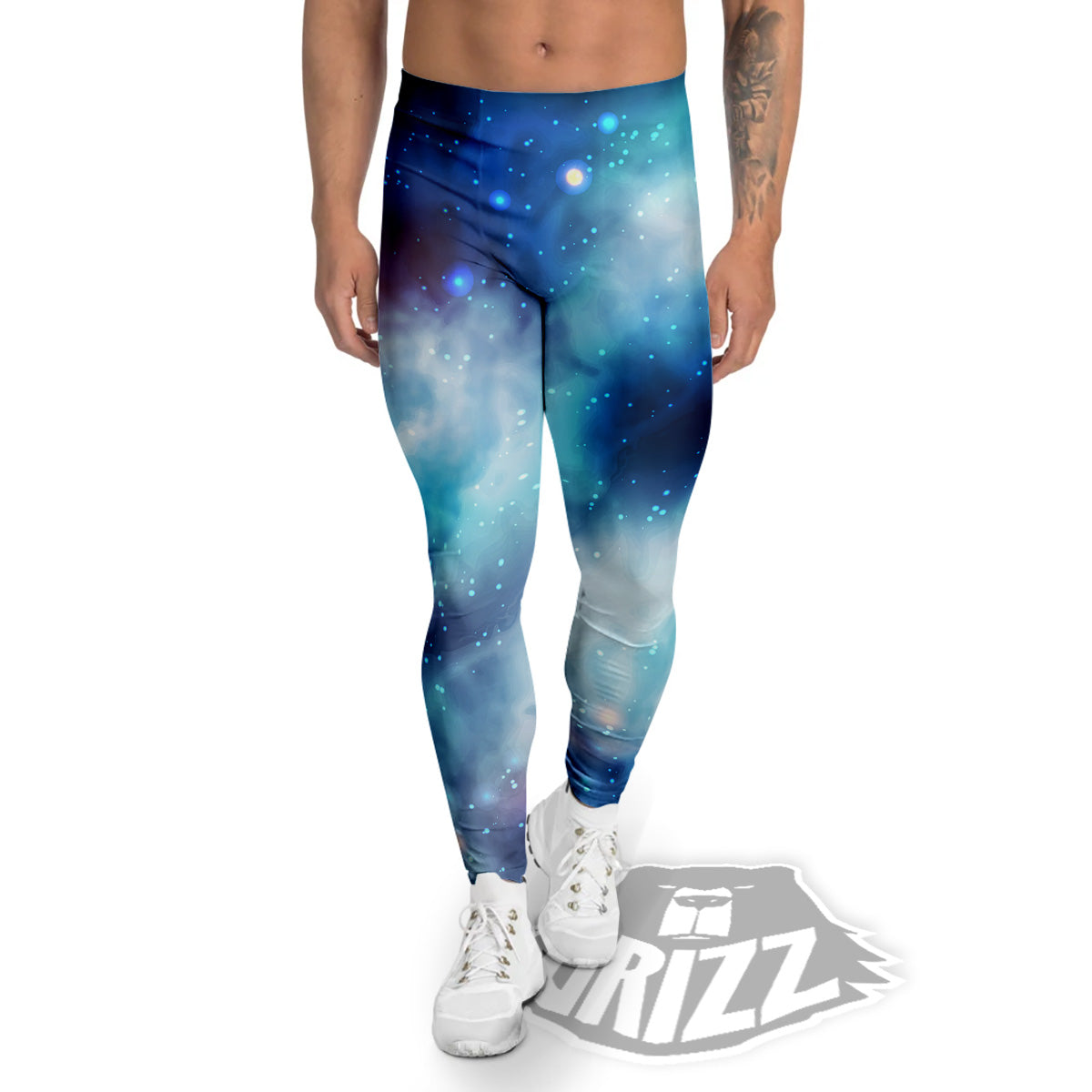 Cosmic Galaxy Space Blue Purple Print Men's Leggings-grizzshop