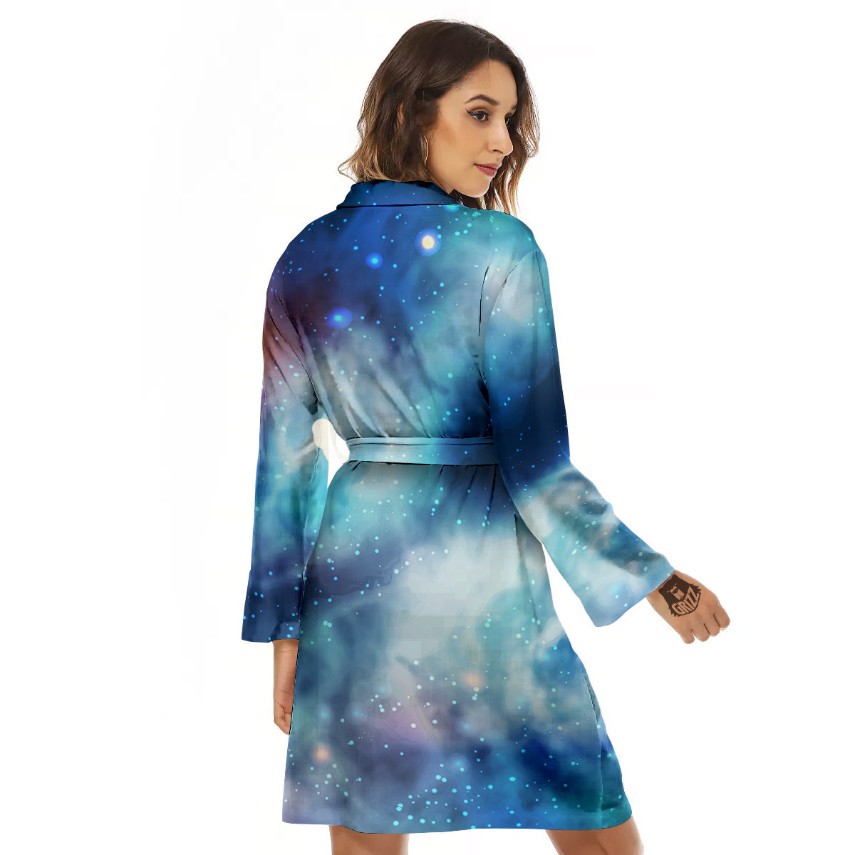 Cosmic Galaxy Space Blue Purple Print Women's Robe-grizzshop