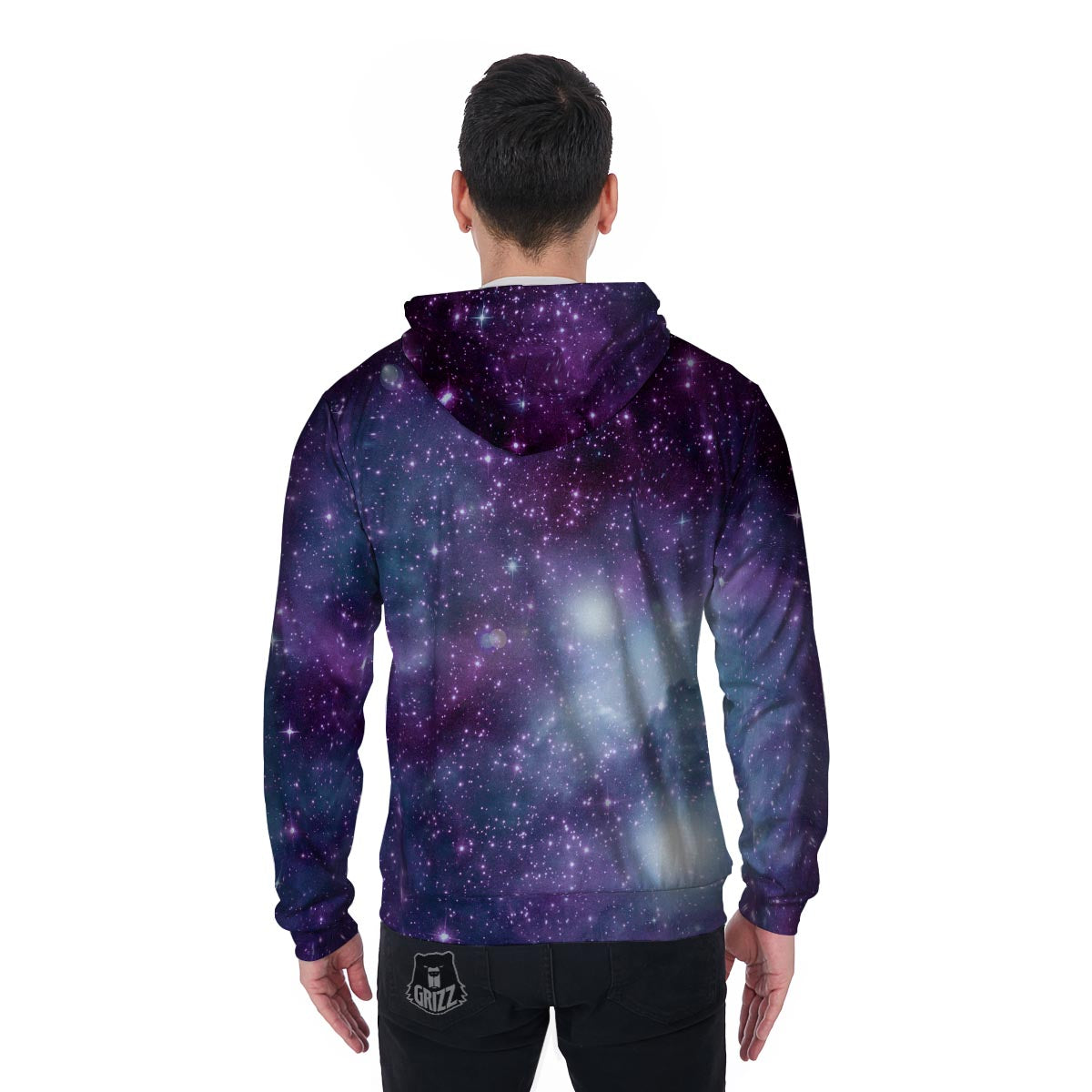Cosmic Galaxy Space Men's Zip Up Hoodie-grizzshop