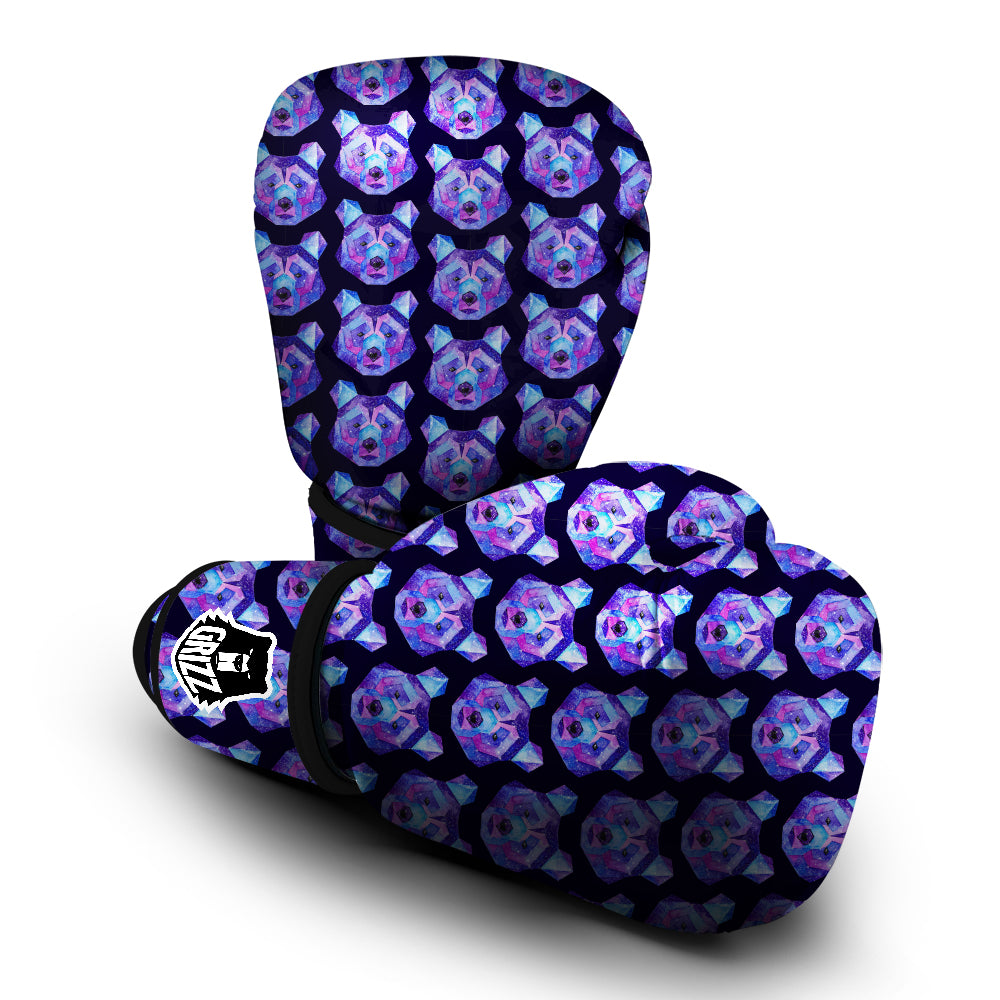 Cosmic Polygonal Bear Print Pattern Boxing Gloves-grizzshop