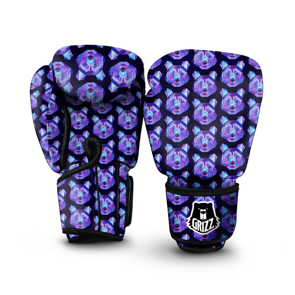 Cosmic Polygonal Bear Print Pattern Boxing Gloves-grizzshop