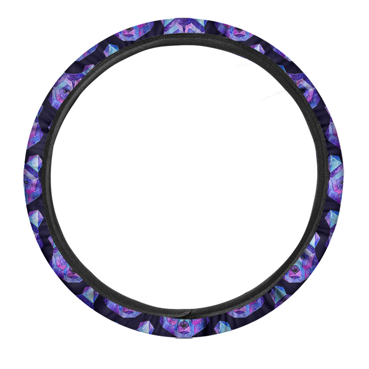Cosmic Polygonal Bear Print Pattern Car Steering Wheel Cover-grizzshop