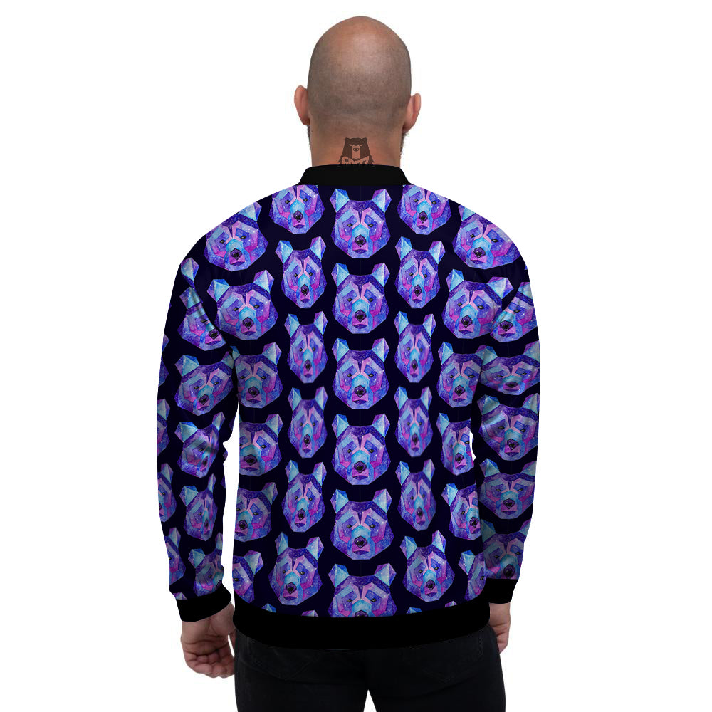Cosmic Polygonal Bear Print Pattern Men's Bomber Jacket-grizzshop