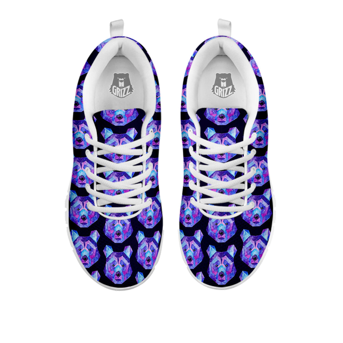Cosmic Polygonal Bear Print Pattern White Sneaker-grizzshop