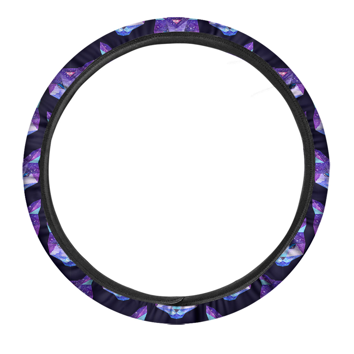 Cosmic Polygonal Cat Print Pattern Car Steering Wheel Cover-grizzshop