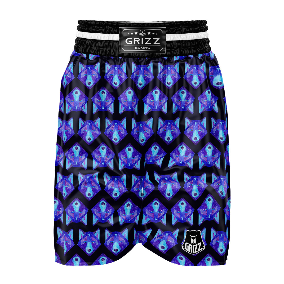 Cosmic Polygonal Wolf Print Pattern Boxing Shorts-grizzshop