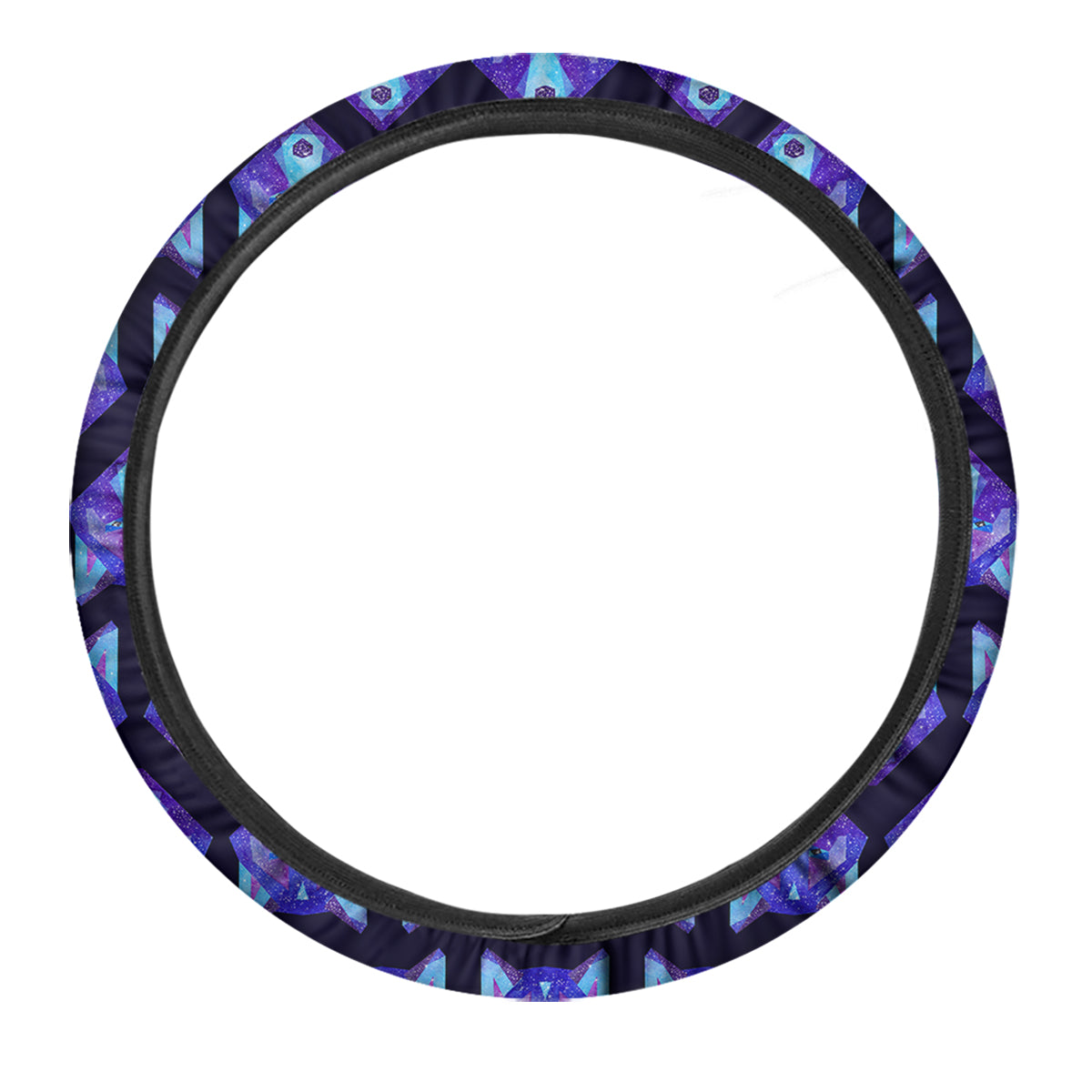 Cosmic Polygonal Wolf Print Pattern Car Steering Wheel Cover-grizzshop
