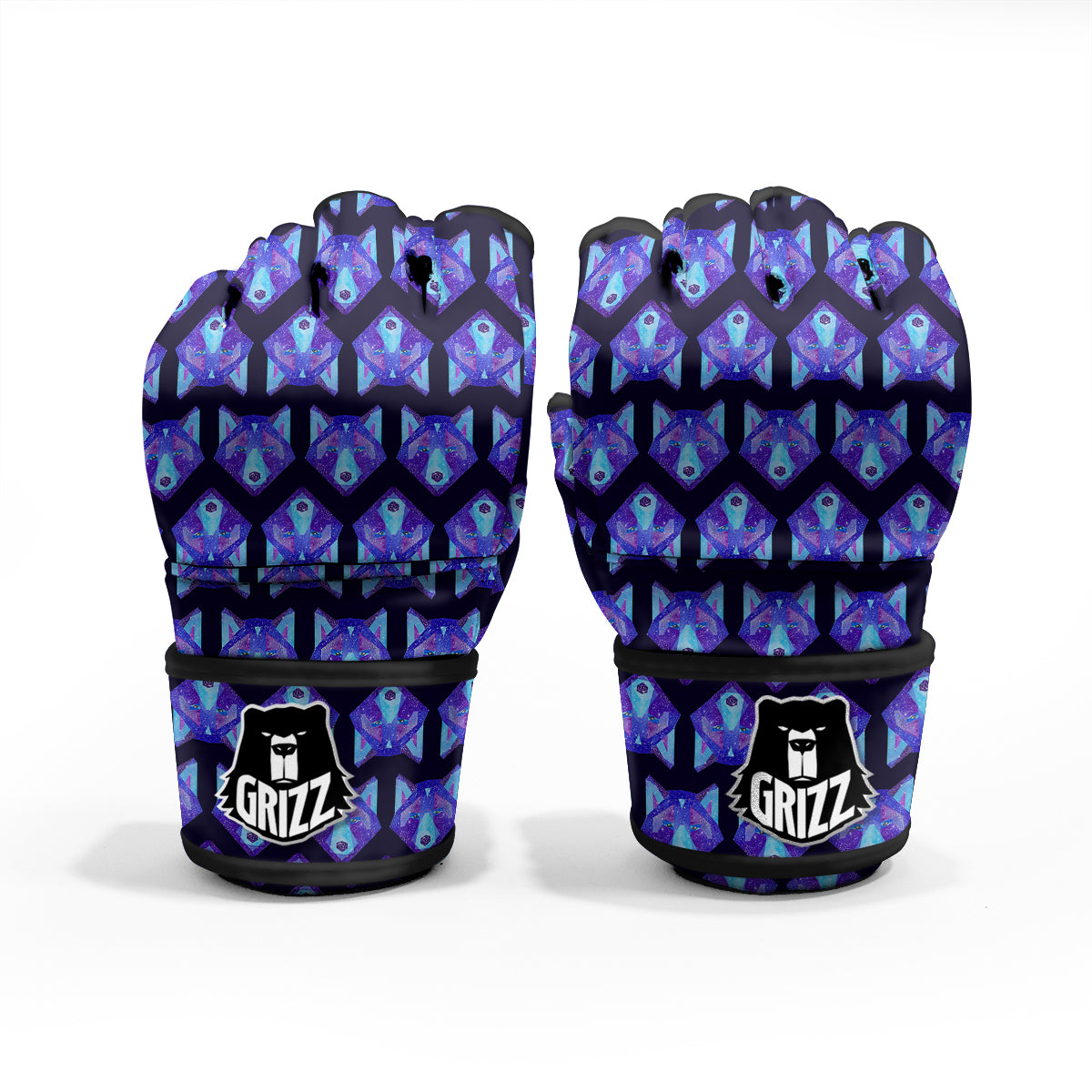 Cosmic Polygonal Wolf Print Pattern MMA Gloves-grizzshop