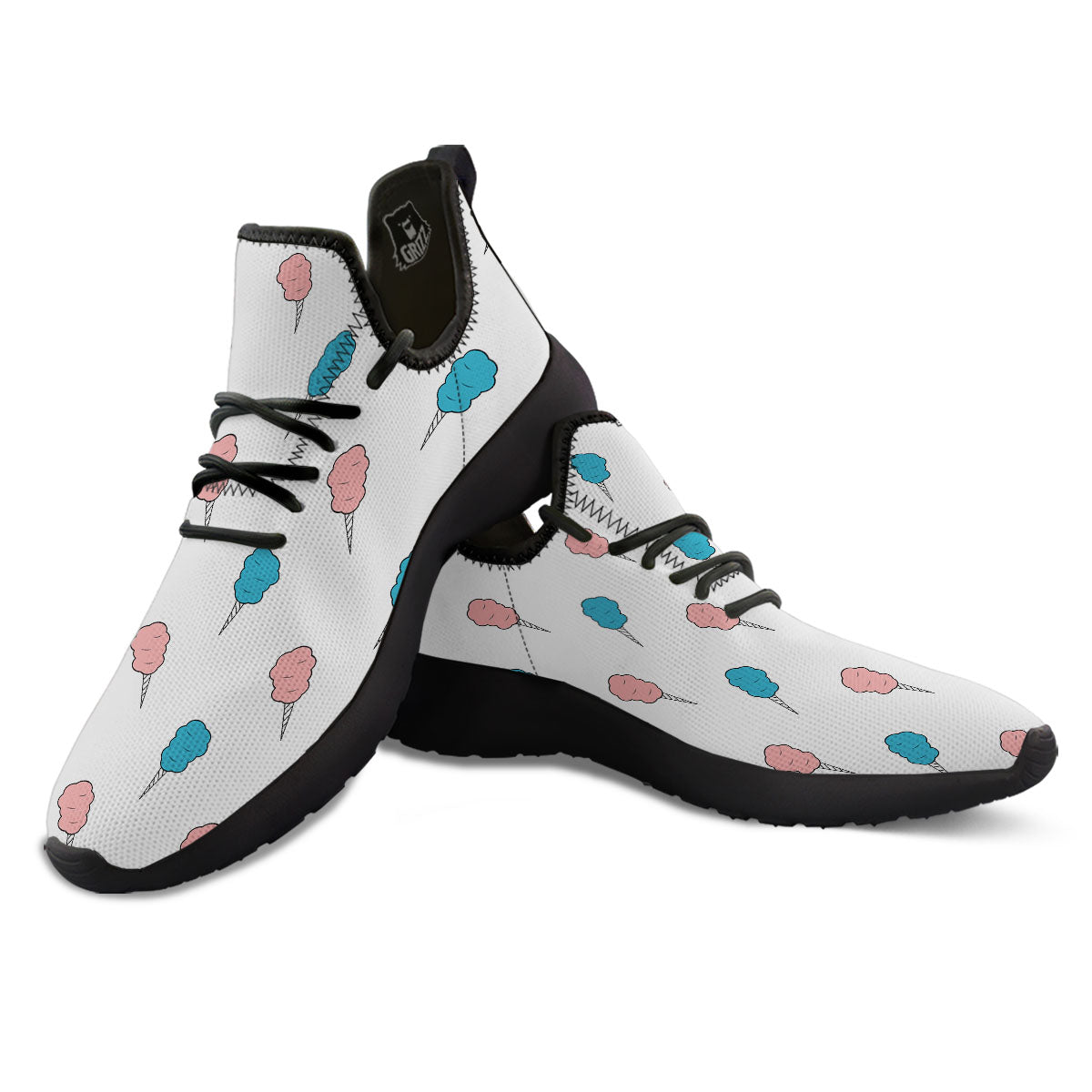 Cotton Candy Blue And Pink Print Pattern Black Athletic Shoes-grizzshop