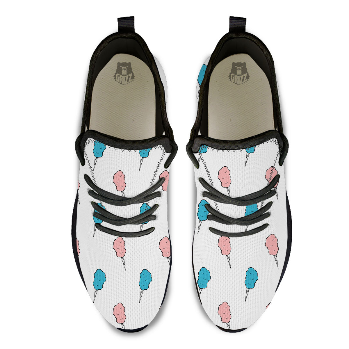 Cotton Candy Blue And Pink Print Pattern Black Athletic Shoes-grizzshop